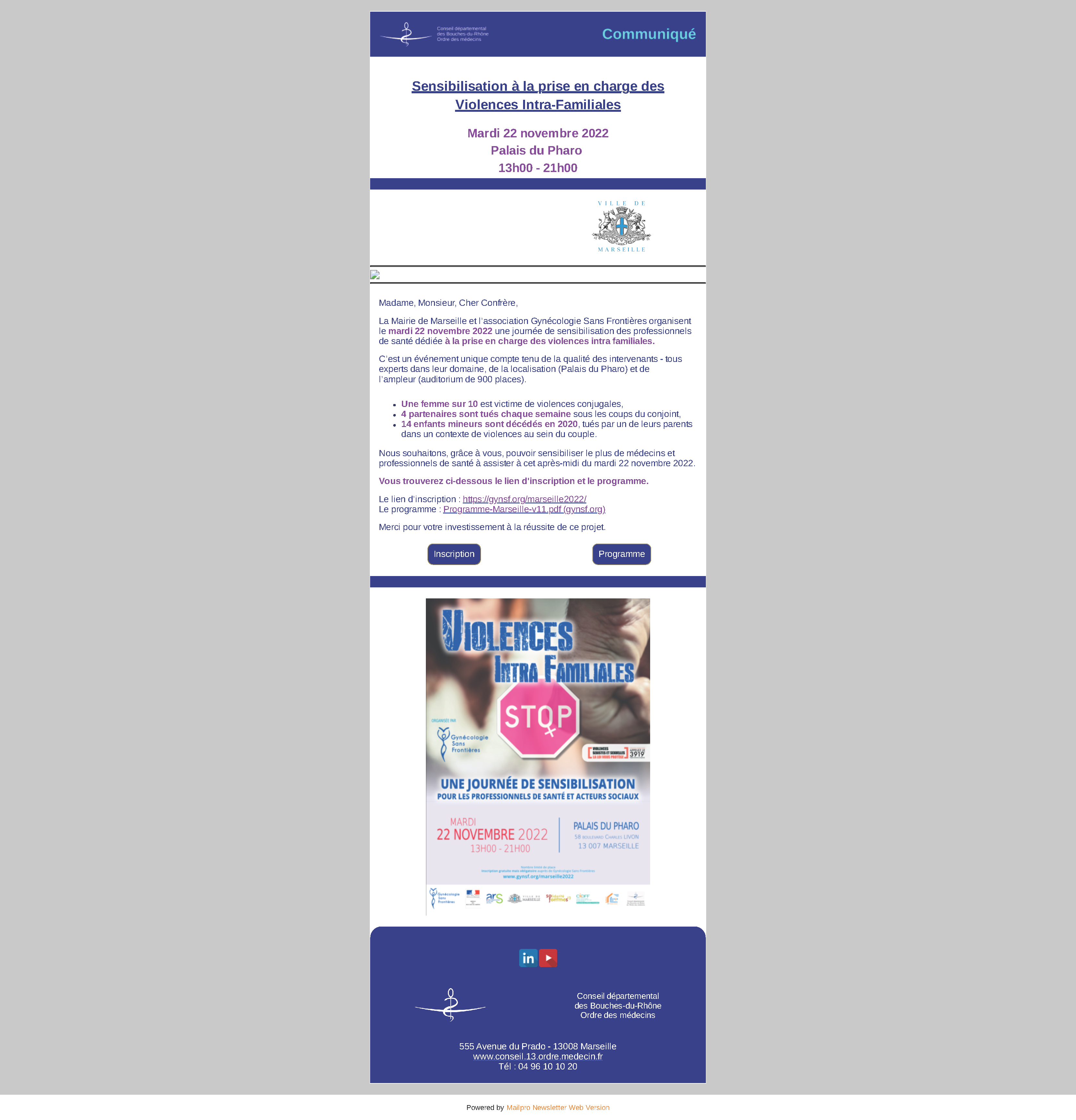 Communiqué 22.10.25 journée de sensibilisation à la prise en charge des Violences Intra-Familiales